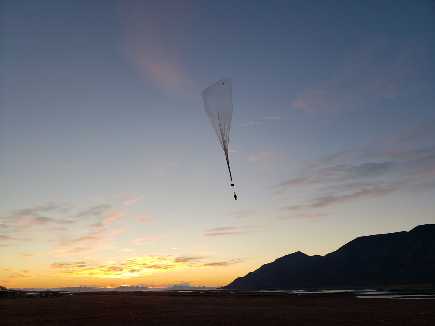 A WindBorne balloon near sunset